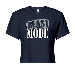 Beast Mode Training Gym Workout Cropped T-Shirt Navy Blue