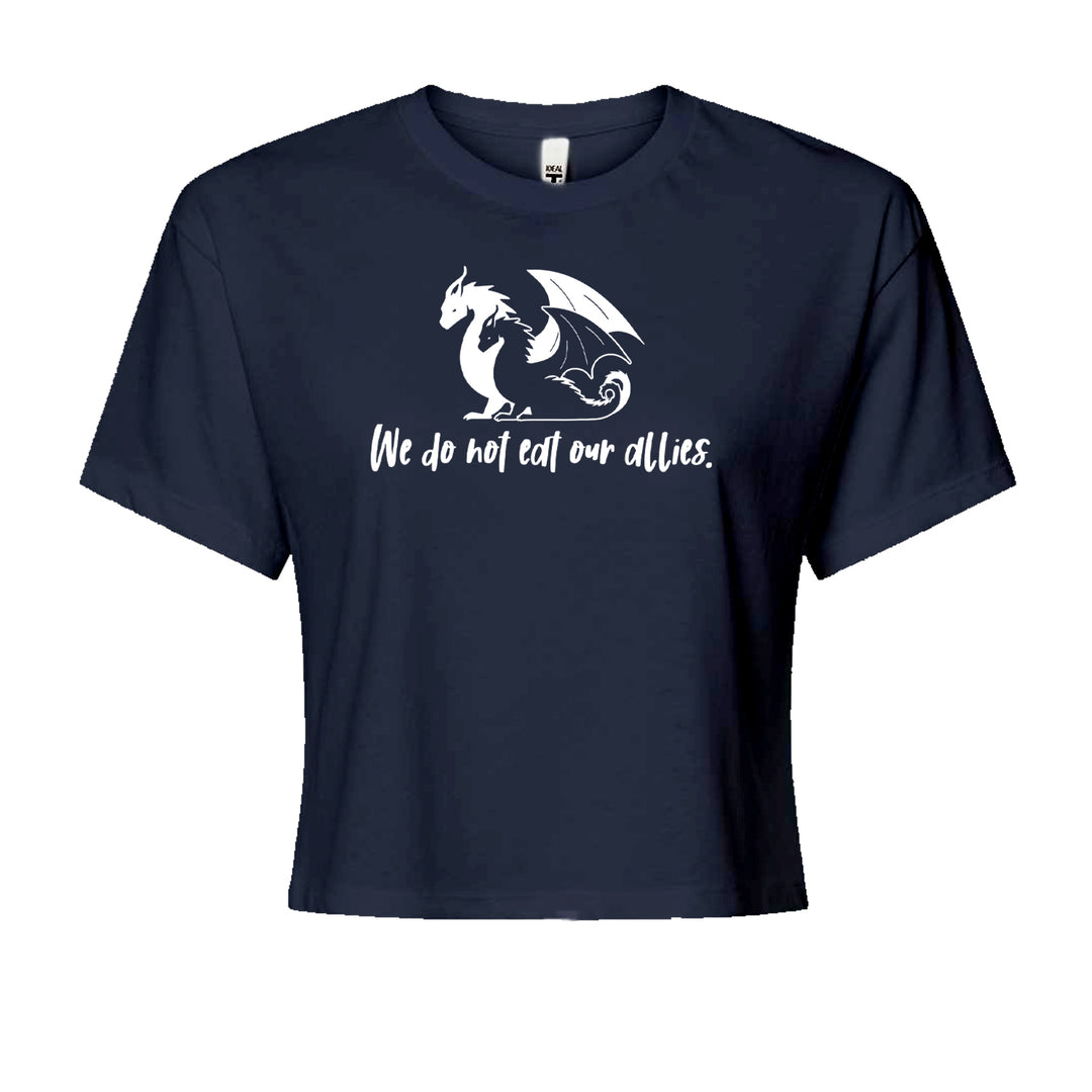 We Do Not Eat Our Allies Fourth Wing BasgiathCropped T-Shirt Navy Blue