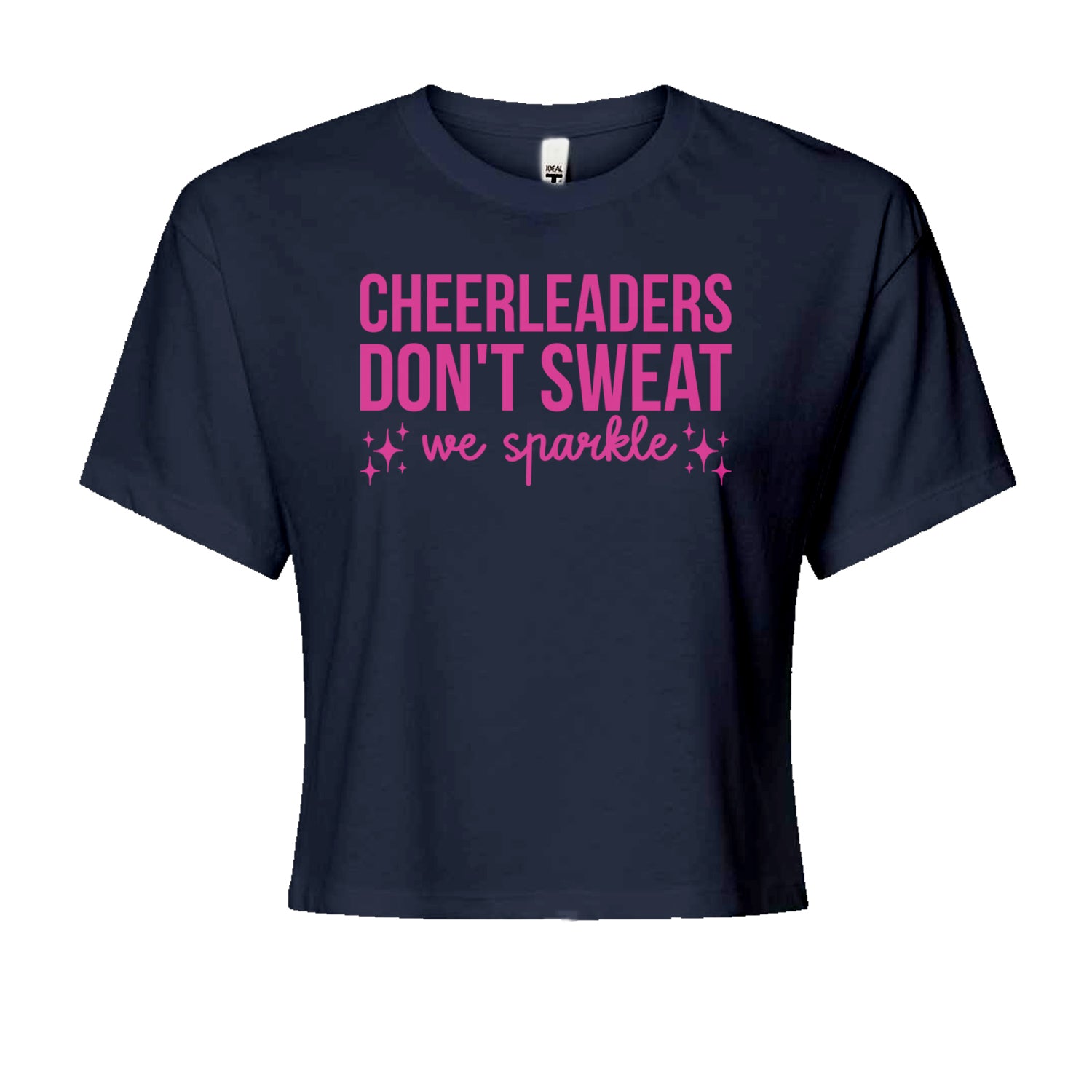 Cheerleaders Don't Sweat, We Sparkle Cropped T-Shirt Navy Blue