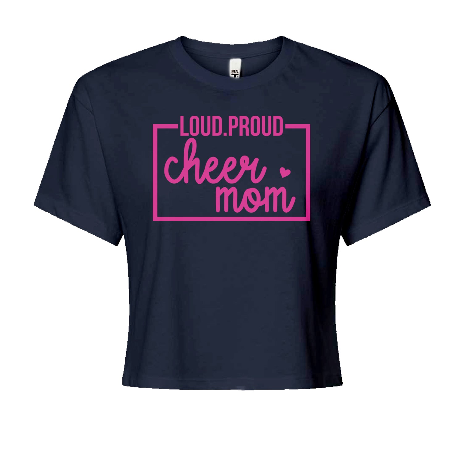 Loud Proud Cheerleader Mom Cropped T-Shirt Navy Blue