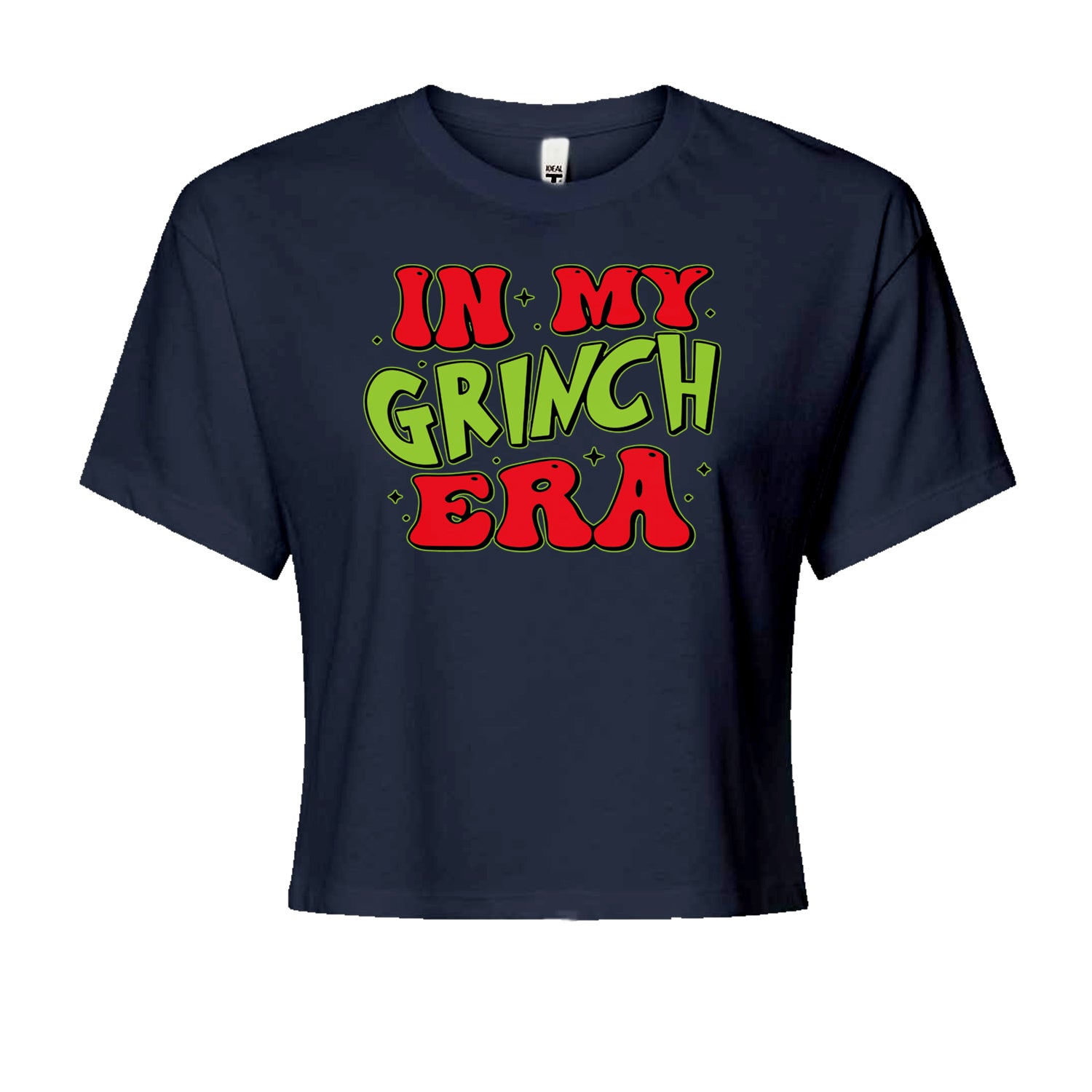 In My Gr-nch Era Jolly Merry ChristmasCropped T-Shirt Navy Blue