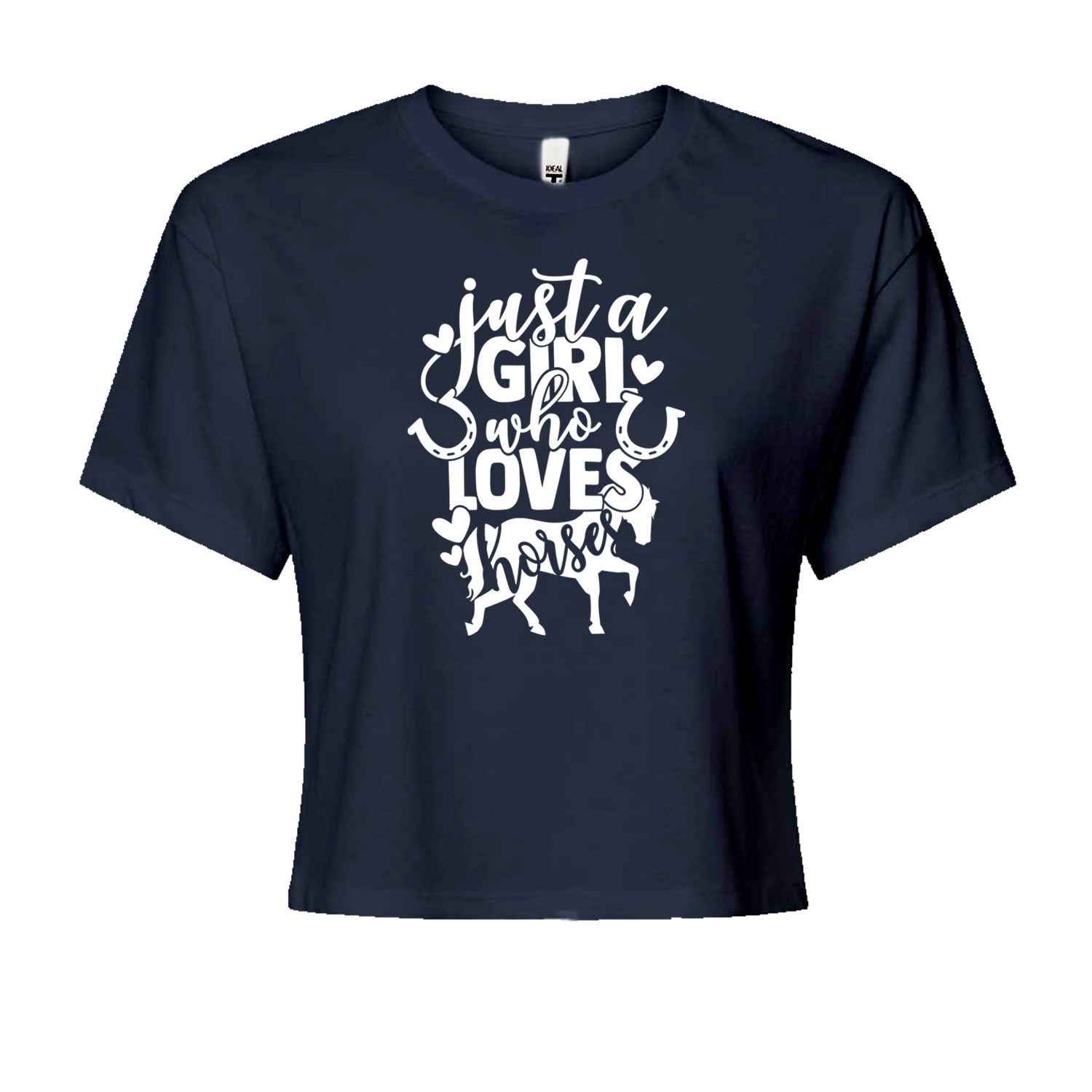 Just A Girl Who Loves Horses Cropped T-Shirt Navy Blue