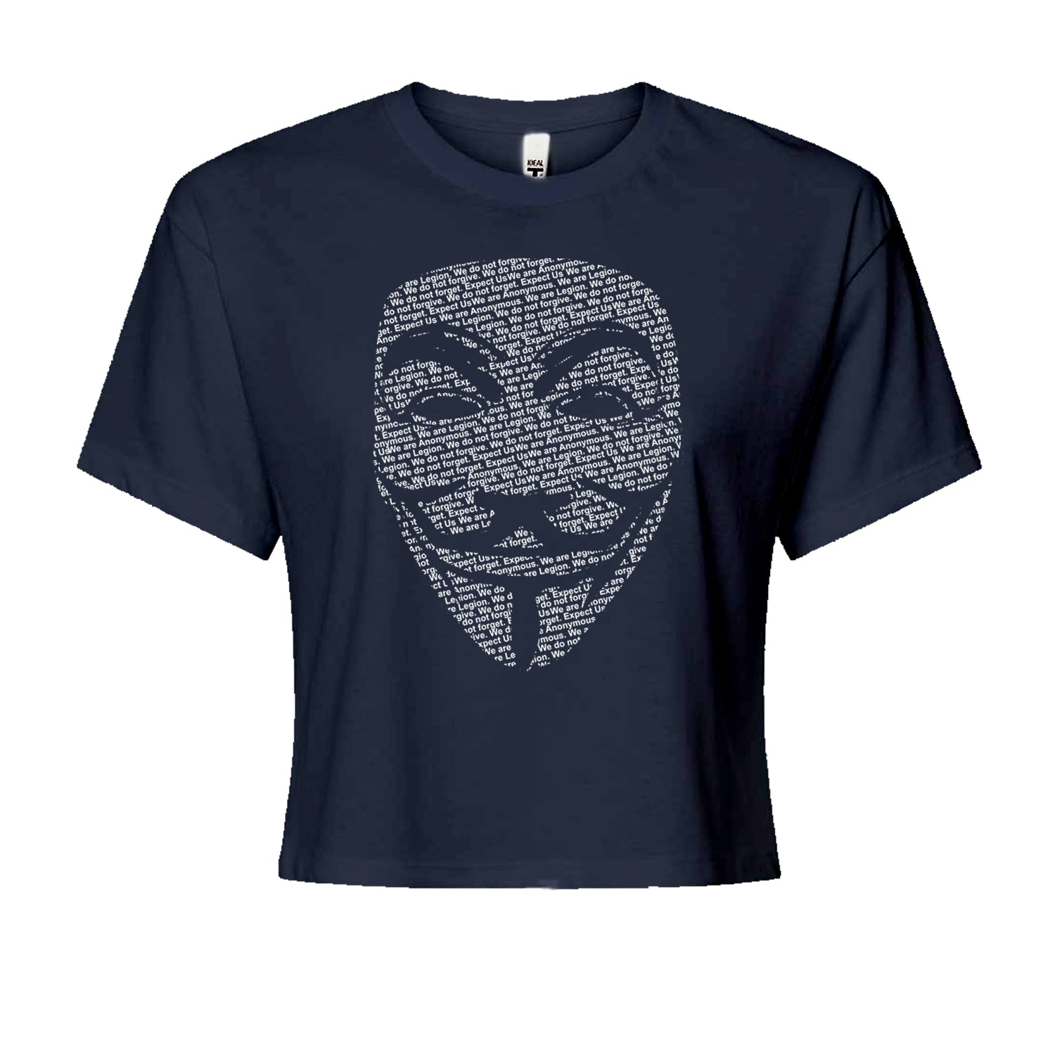 V For Vendetta Anonymous Mask Cropped T-Shirt Navy Blue