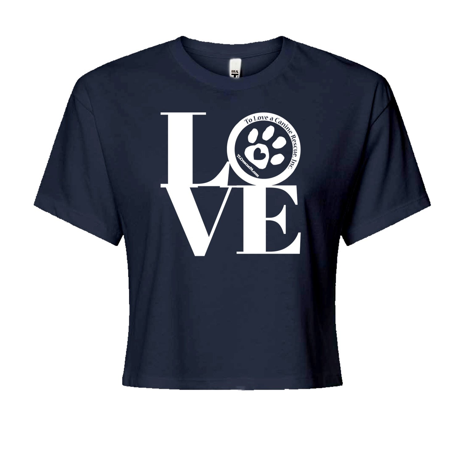 TLC LOVE Dog Rescue Cropped T-Shirt Navy Blue