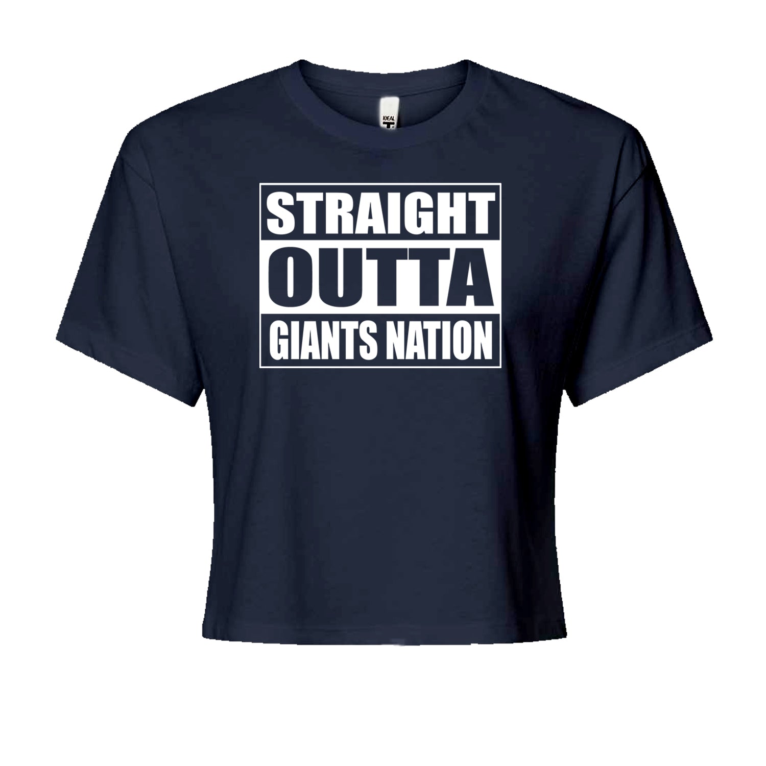 Straight Outta Giants Nation   Cropped T-Shirt Navy Blue