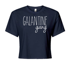 Galentine Gang Valentine's Shirt graphic on Women's Boxy Crop T-Shirt in Navy Blue
