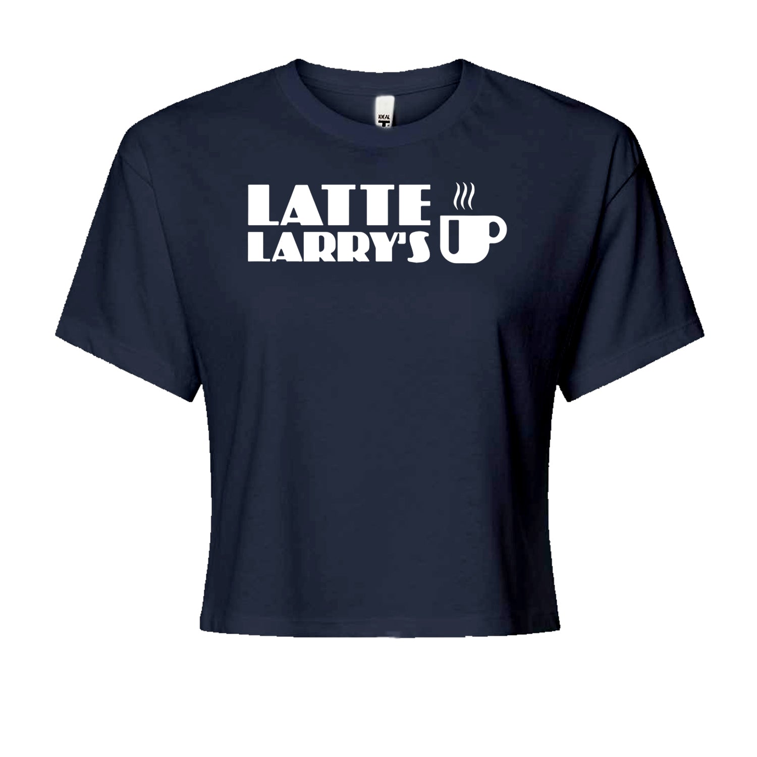 Latte Larry's Enthusiastic Coffee Cropped T-Shirt Navy Blue