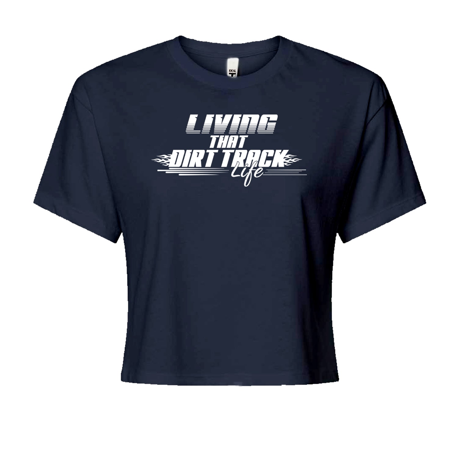 Living That Dirt Track Life Cropped T-Shirt Navy Blue