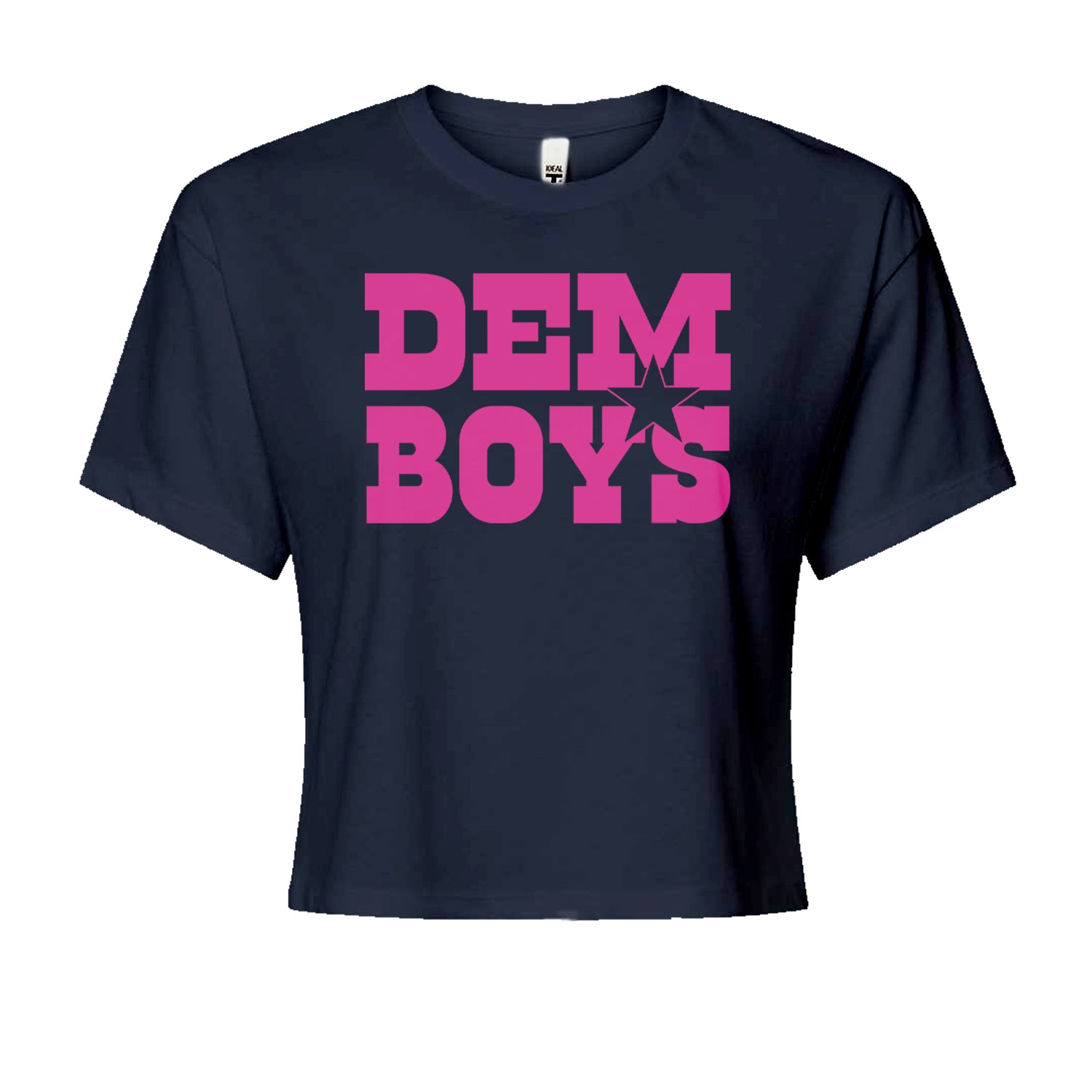 Dem Boys Hot Pink Dallas  Cropped T-Shirt Navy Blue