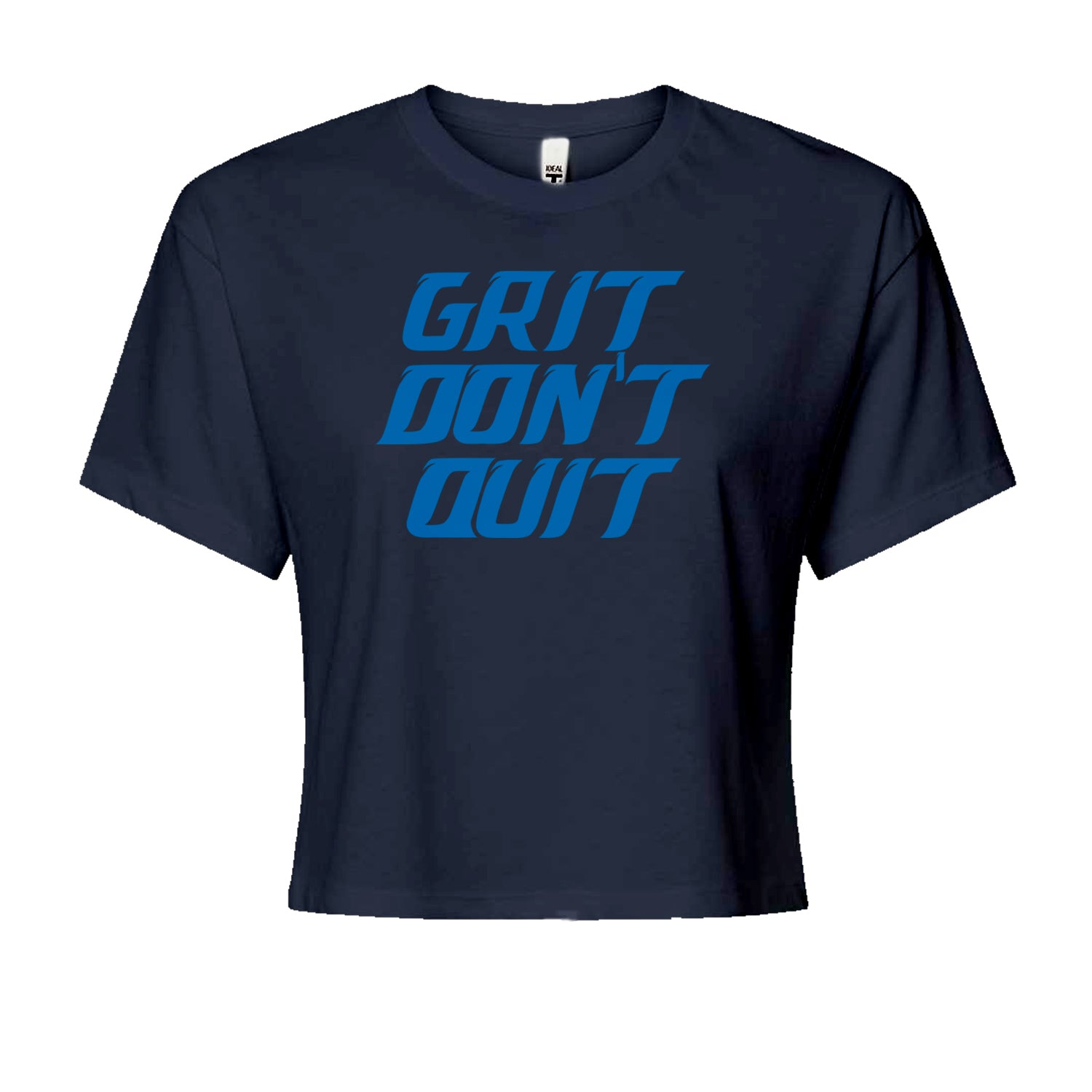 Grit Don't Quit Detroit Grit Cropped T-Shirt Navy Blue