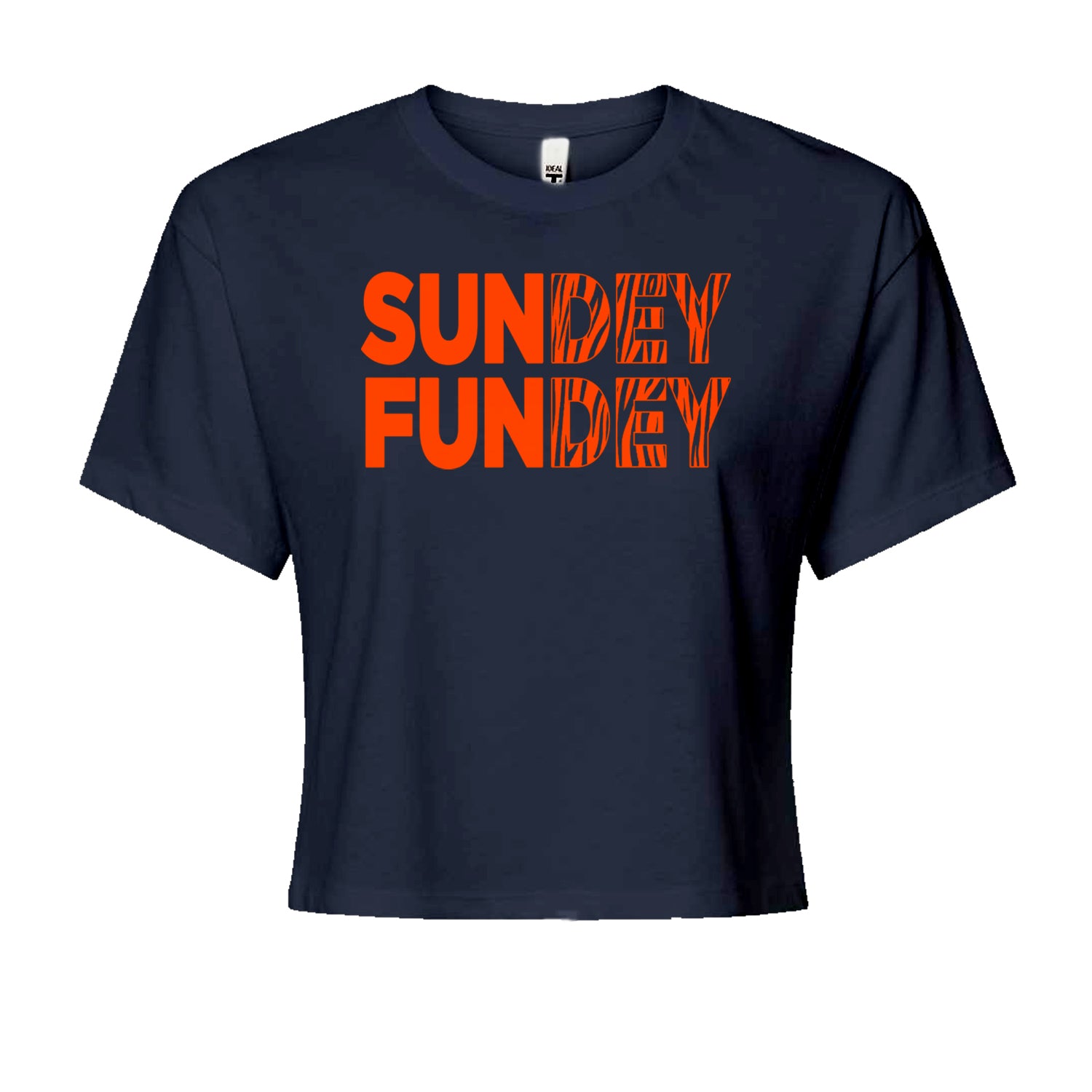 SunDEY FunDEY Sunday FundayCropped T-Shirt Navy Blue