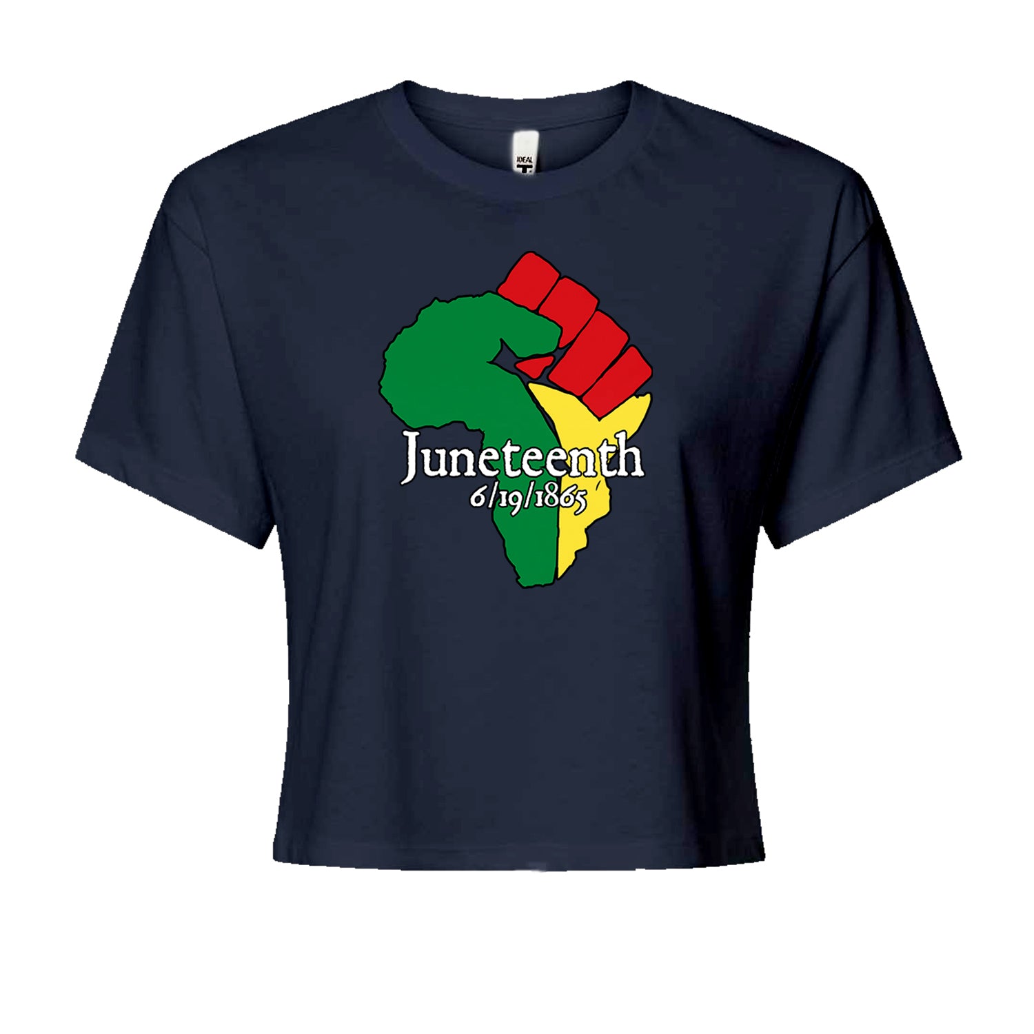 Juneteenth Raised Fist Africa Celebrate Emancipation DayCropped T-Shirt Navy Blue