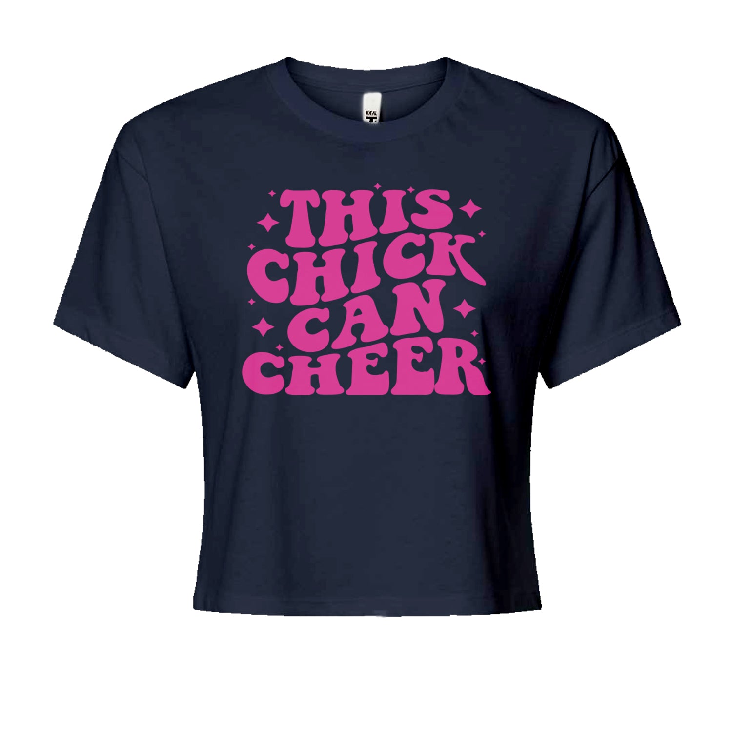 This Chick Can Cheer Cropped T-Shirt Navy Blue