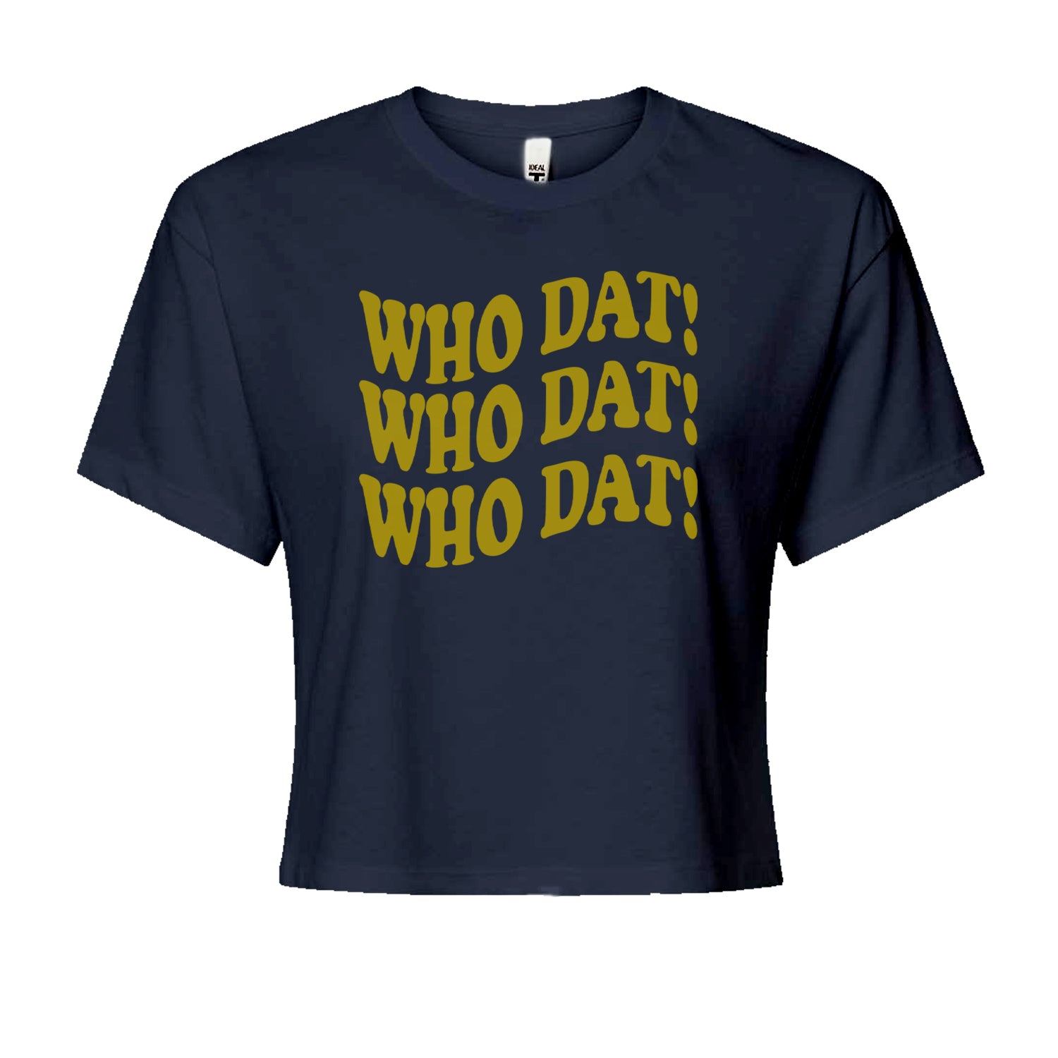 Who Dat Wavy Design Who Dat Nation Cropped T-Shirt Navy Blue