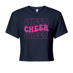 Cheer Cheer Cheer Cropped T-Shirt Navy Blue