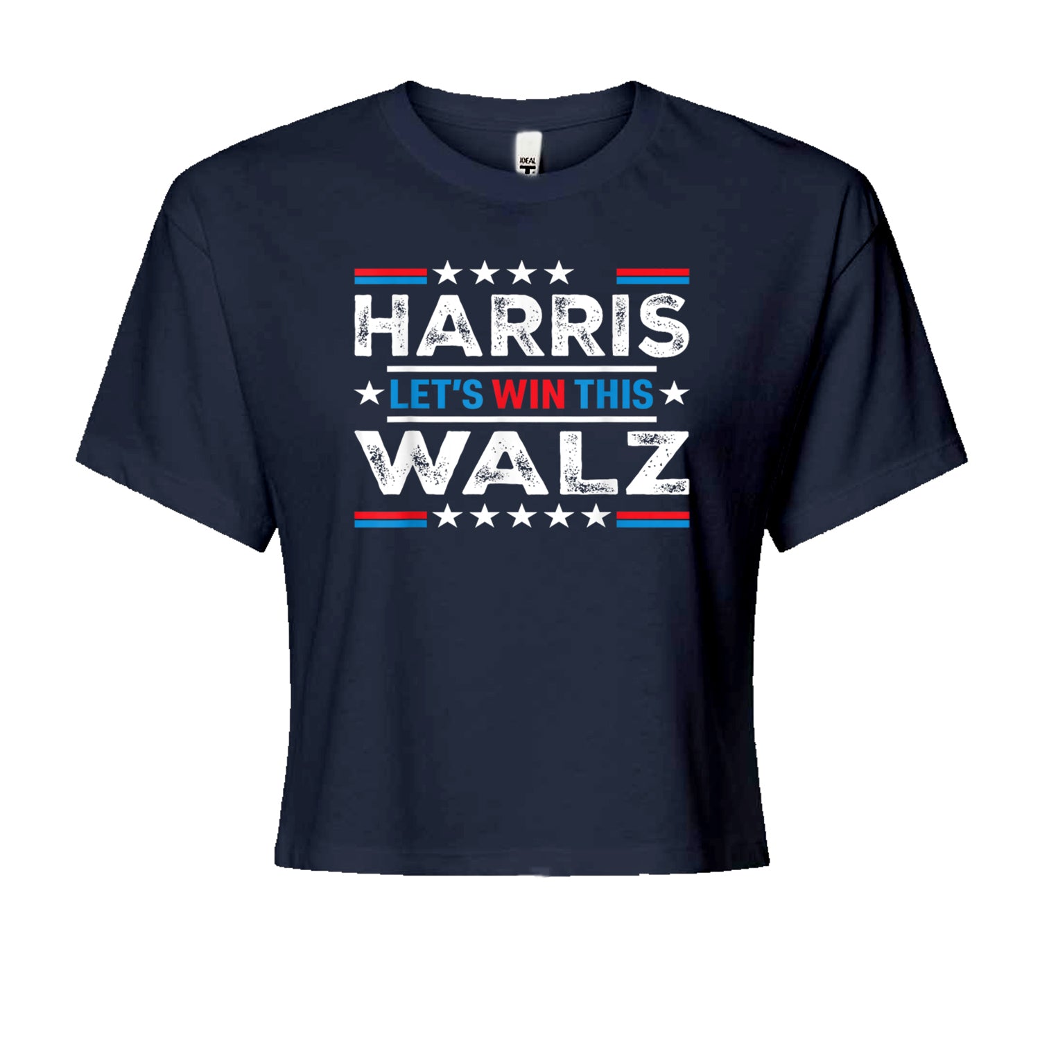 Kamala Harris and Tim Walz For President Cropped T-Shirt Navy Blue