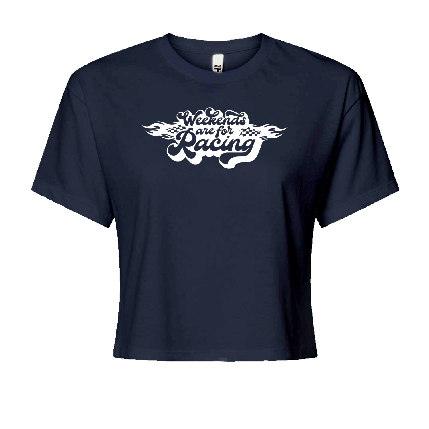 Weekends Are For Racing Cropped T-Shirt Navy Blue