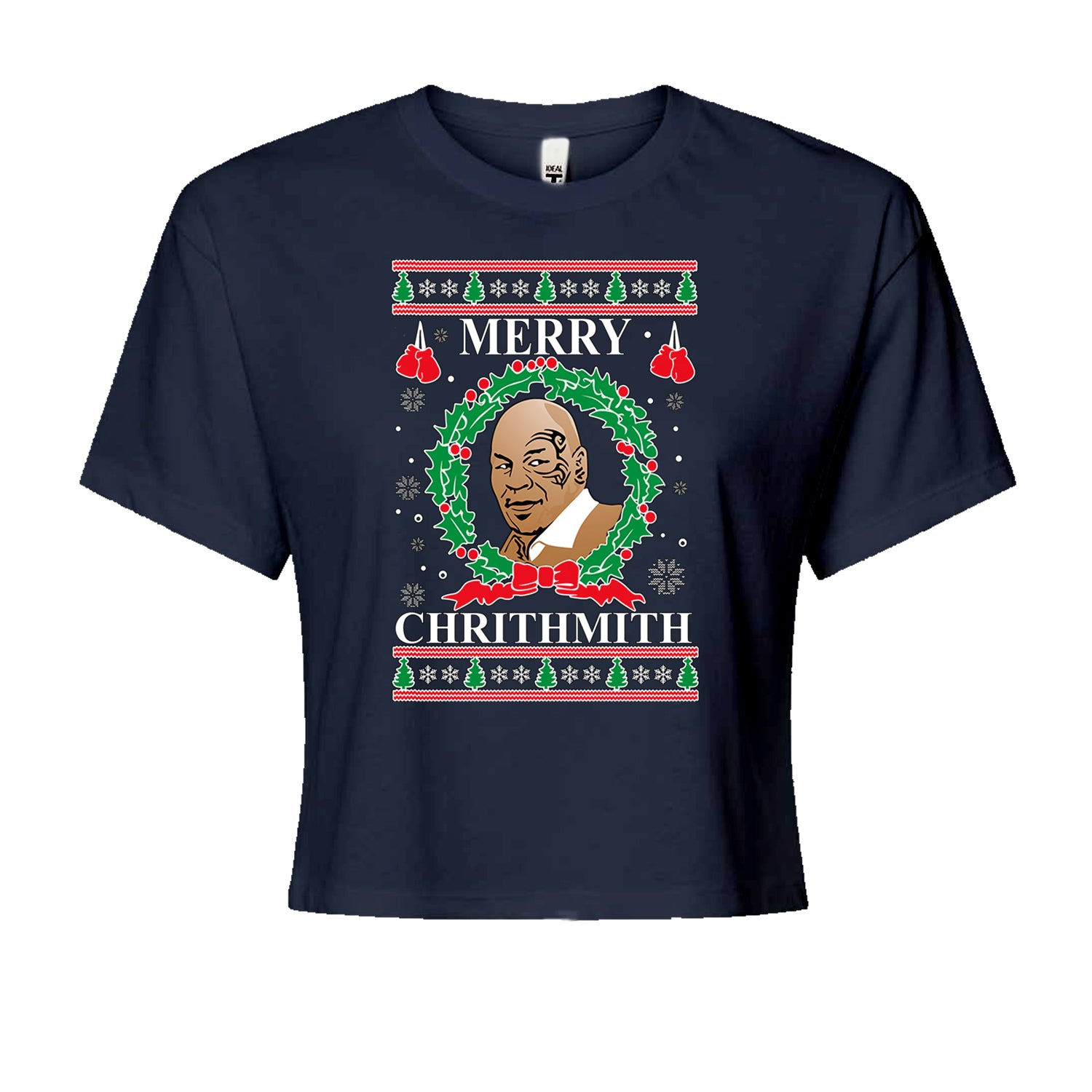 Merry Chrithmith Ugly ChristmasCropped T-Shirt Navy Blue