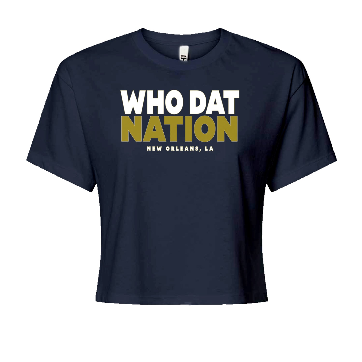 New Orleans Who Dat Nation Cropped T-Shirt Navy Blue