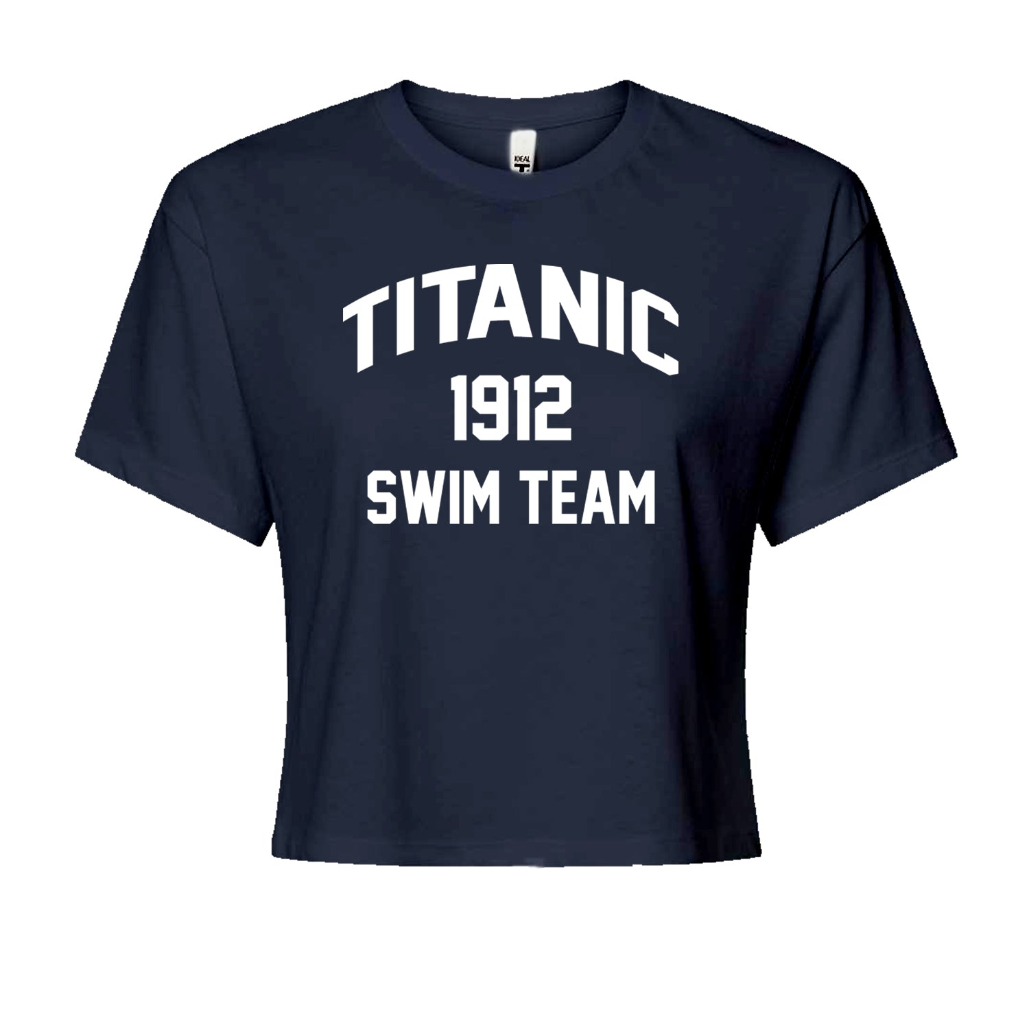 Titanic Swim Team 1912 Funny Cruise Cropped T-Shirt Navy Blue