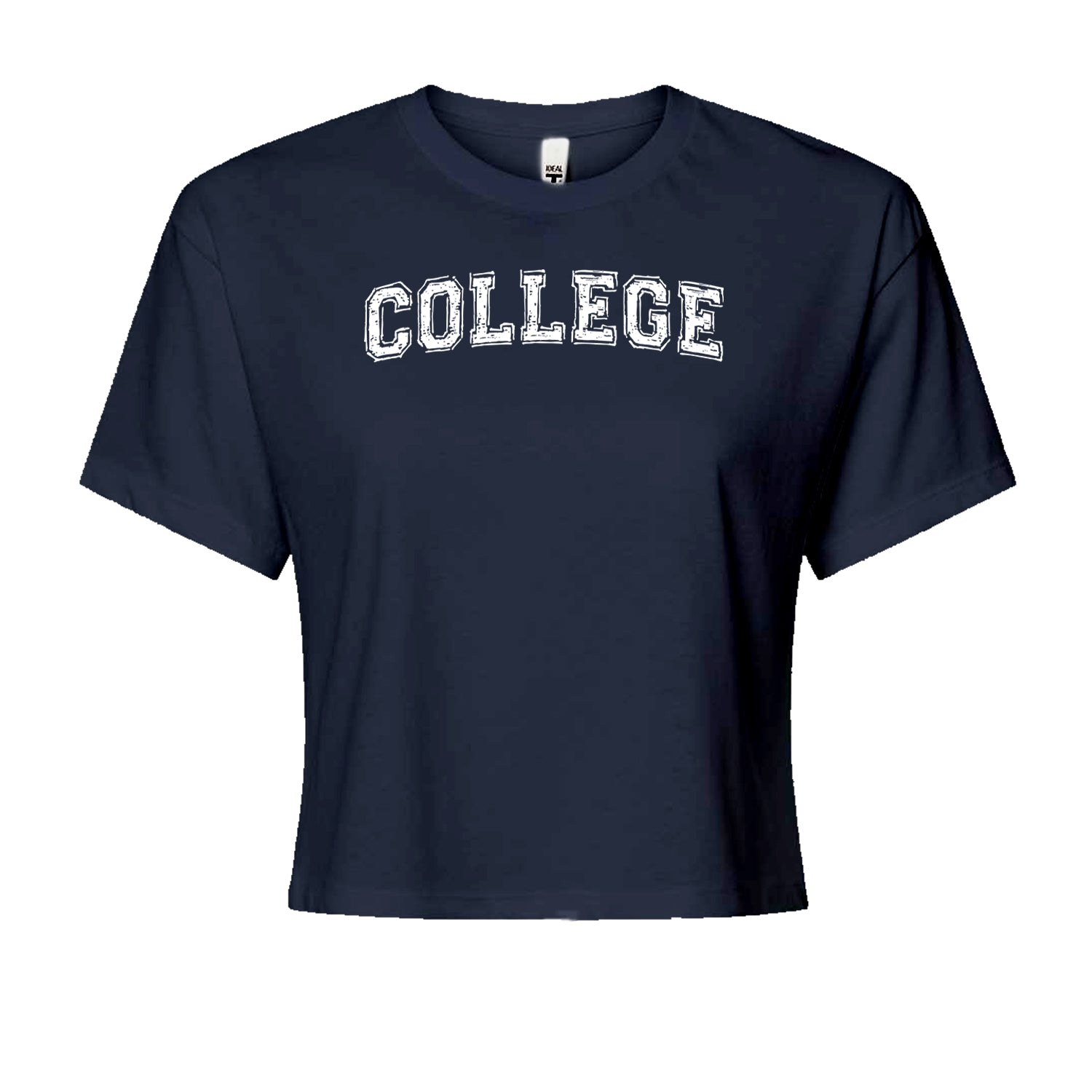 College Belushi Frat House Party Bluto Tribute Animal Cropped T-Shirt Navy Blue