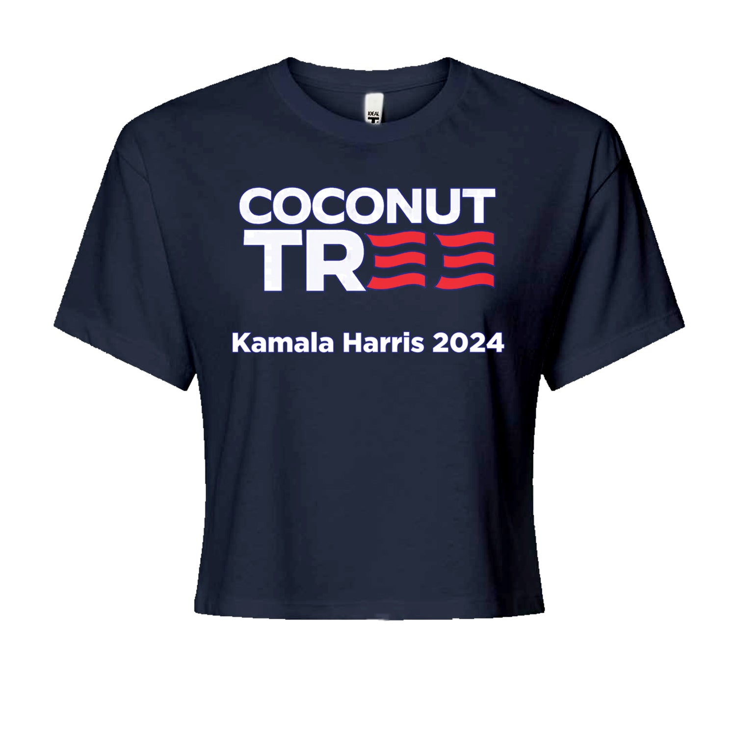 Coconut Tree - Support Kamala Harris For President 2024 Cropped T-Shirt Navy Blue