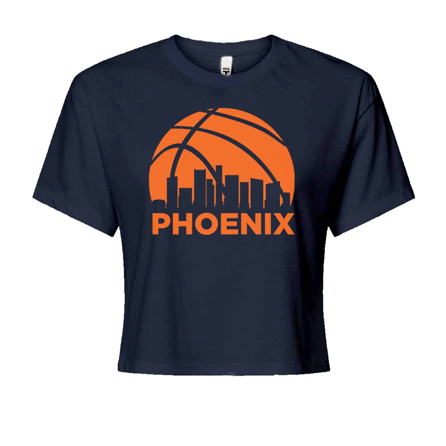 Phoenix Basketball Sunset City Skyline Cropped T-Shirt Navy Blue