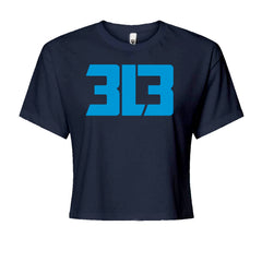 3L3 From The 313 Detroit Football Cropped T-Shirt Navy Blue