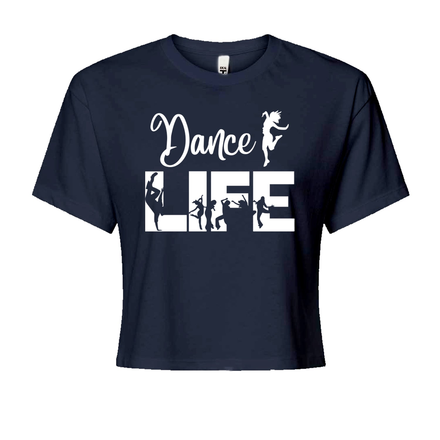 Dance Life Silhouette Dancers Cropped T-Shirt Navy Blue