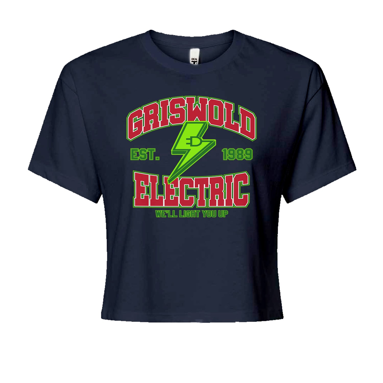 Griswold Electric We'll Light You UpCropped T-Shirt Navy Blue