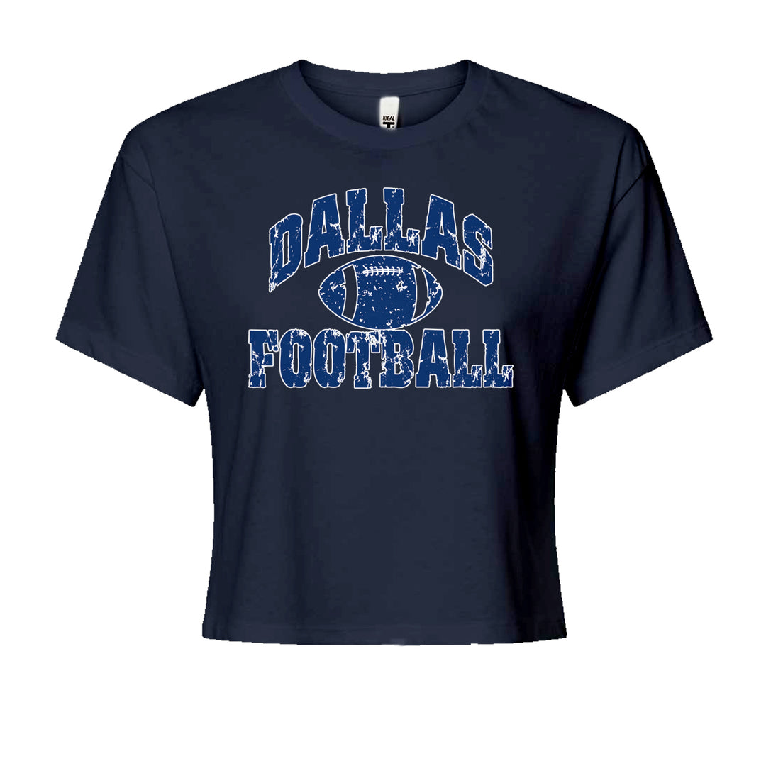 Dallas Distressed Football Cropped T-Shirt Navy Blue