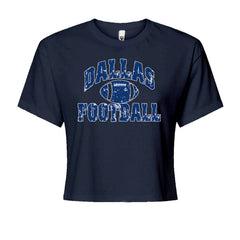 Dallas Distressed Football Cropped T-Shirt Navy Blue