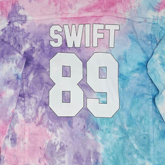 Swift 89 Birth Year Music Fan Lover Era Tie-Dye Denim Jacket