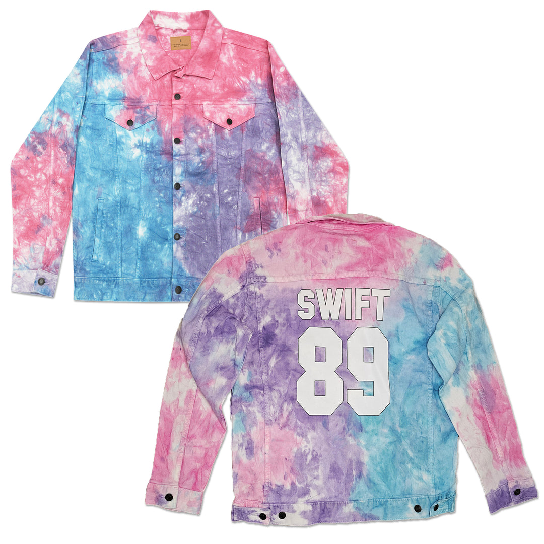 Swift 89 Birth Year Music Fan Lover Era Tie-Dye Denim Jacket