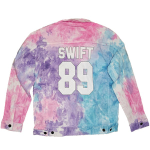 Swift 89 Birth Year Music Fan Lover Era Tie-Dye Denim Jacket