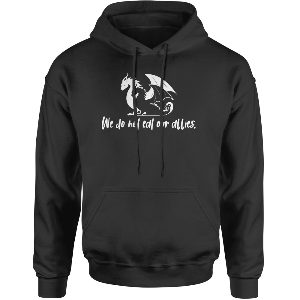 We Do Not Eat Our Allies Fourth Wing Basgiath graphic on Unisex Heavyweight Fleece Pullover Hoodie in Black