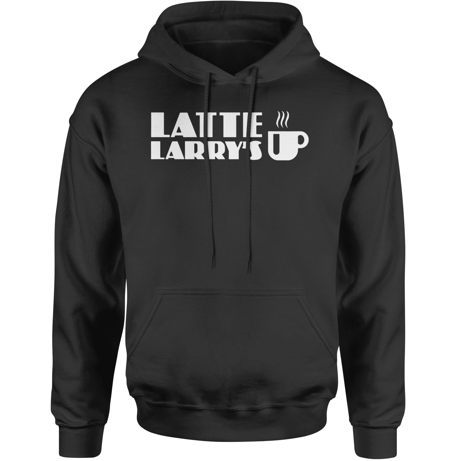 Latte Larry's Enthusiastic Coffee Adult Hoodie Sweatshirt Black