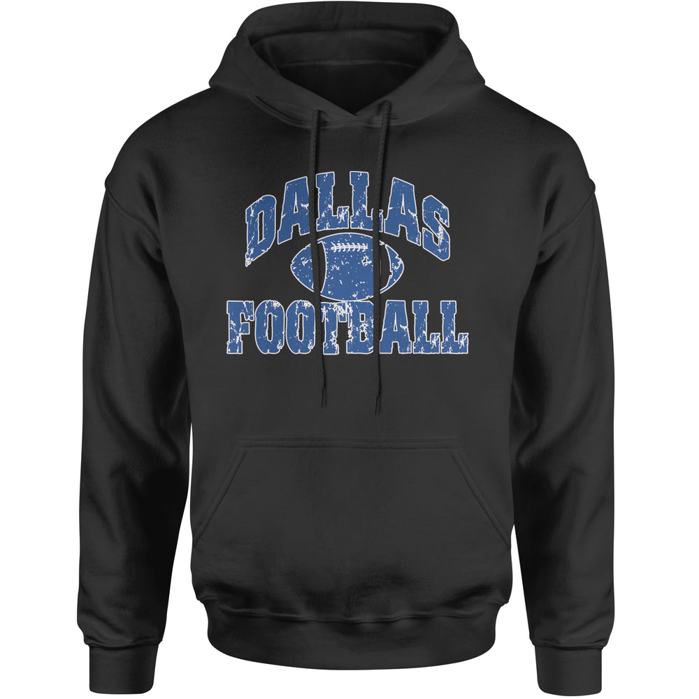 Dallas Distressed Football Adult Hoodie Sweatshirt Black