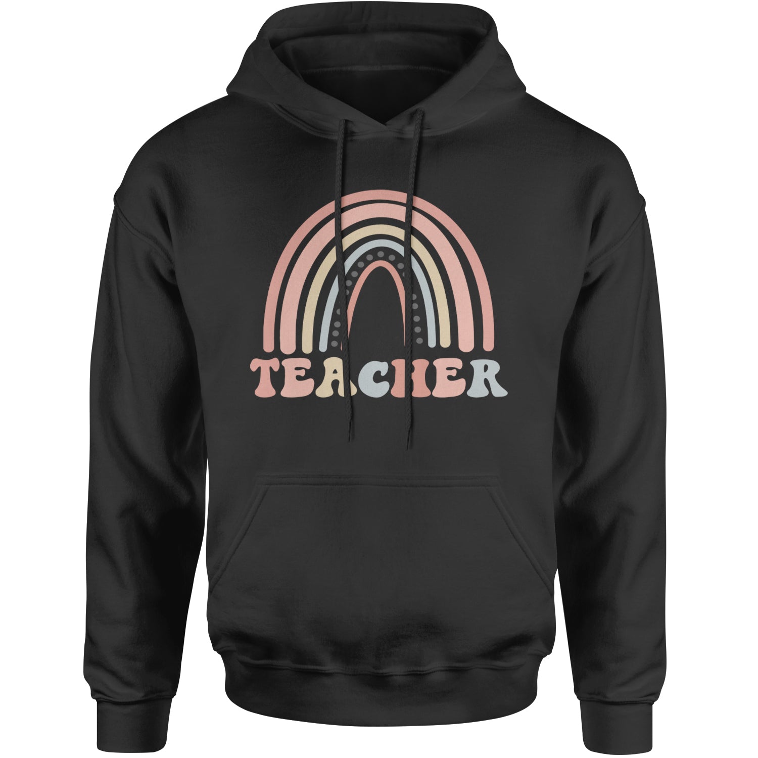 Teacher Pastel Rainbow Adult Hoodie Sweatshirt Forest Green