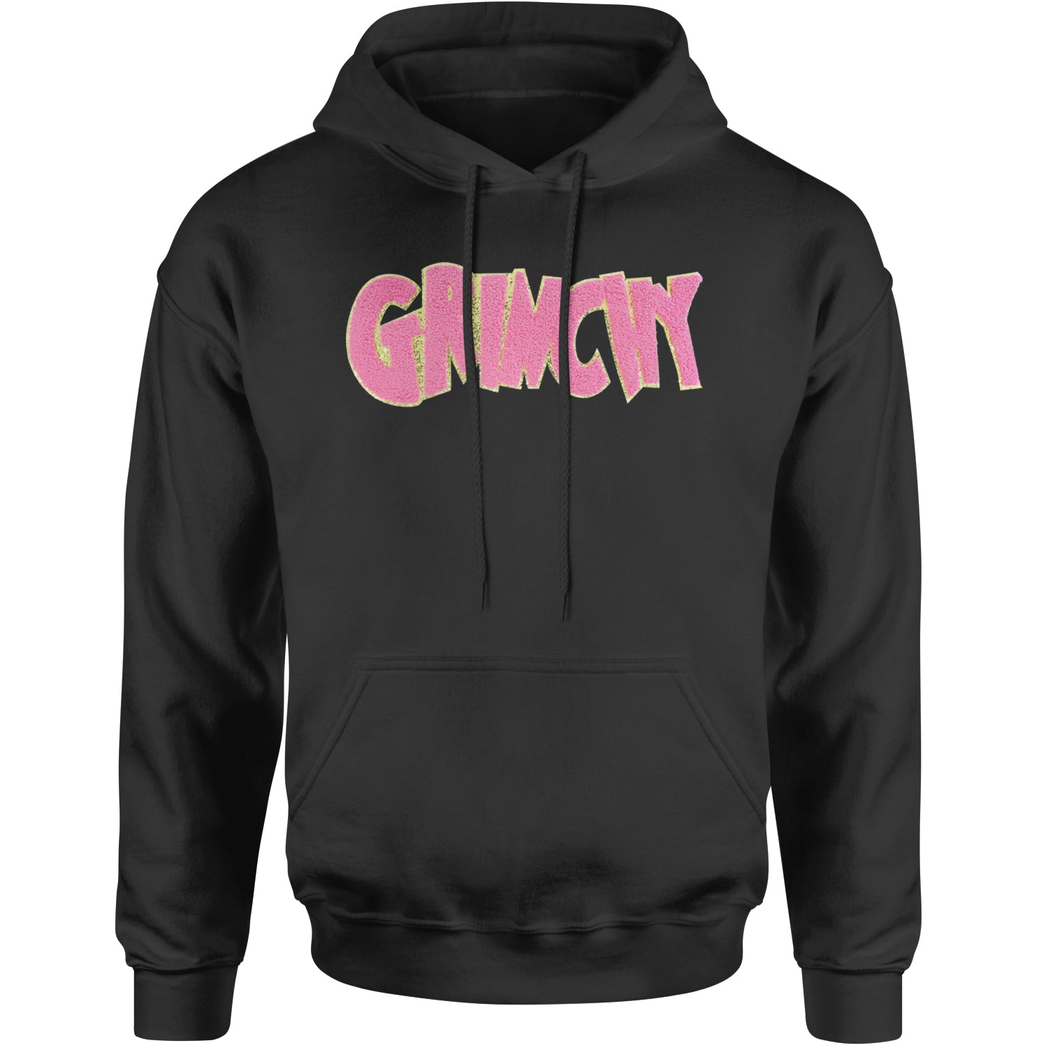 Pink Gr-nchy Chenille Patch Adult Hoodie Sweatshirt Black