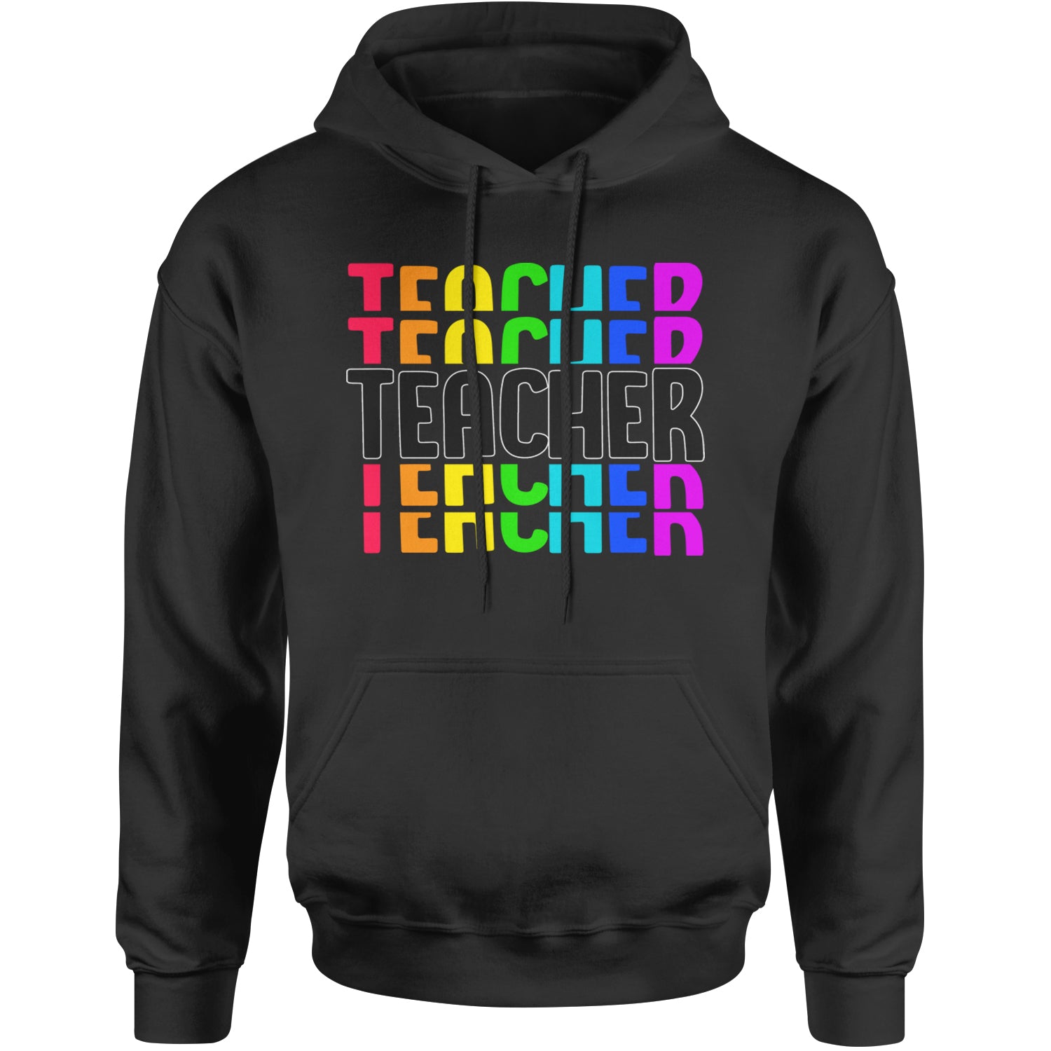 Teacher Repeated Rainbow Pattern Adult Hoodie Sweatshirt Heather Grey