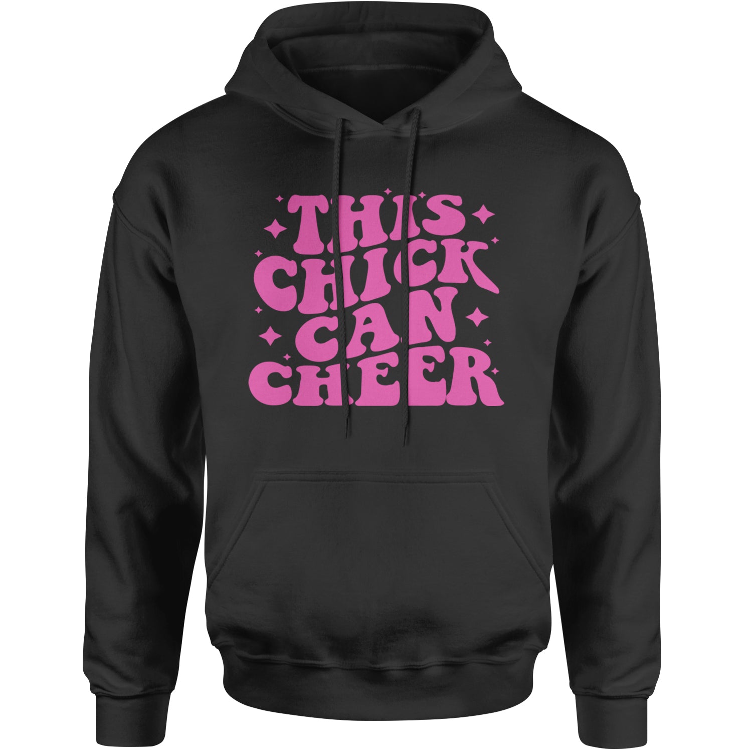 This Chick Can Cheer Adult Hoodie Sweatshirt Black