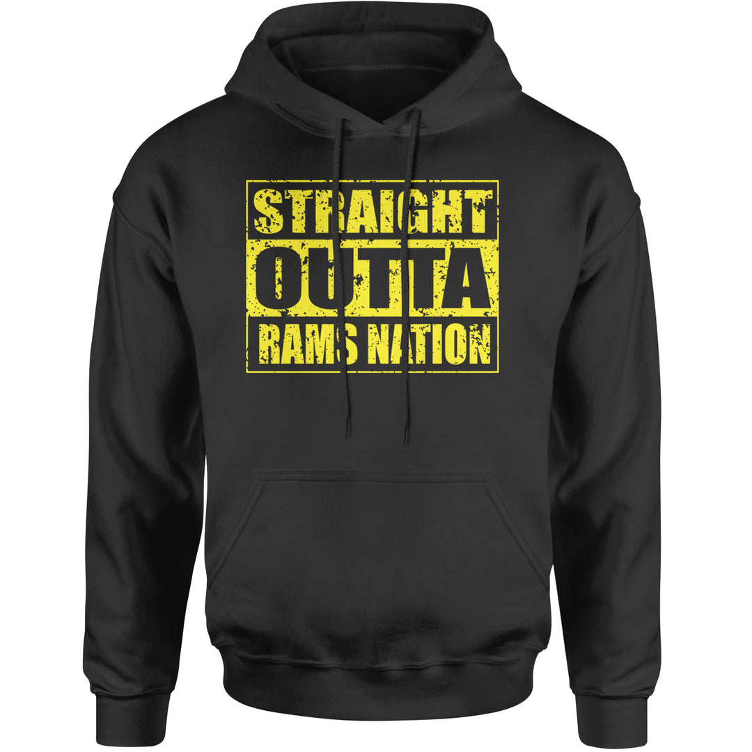 Straight Outta Rams Nation   Adult Hoodie Sweatshirt Black