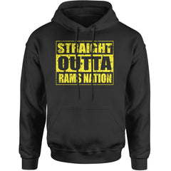 Straight Outta Rams Nation   Adult Hoodie Sweatshirt Black