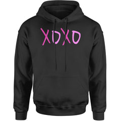 XOXO Pink Print Adult Hoodie Sweatshirt Black