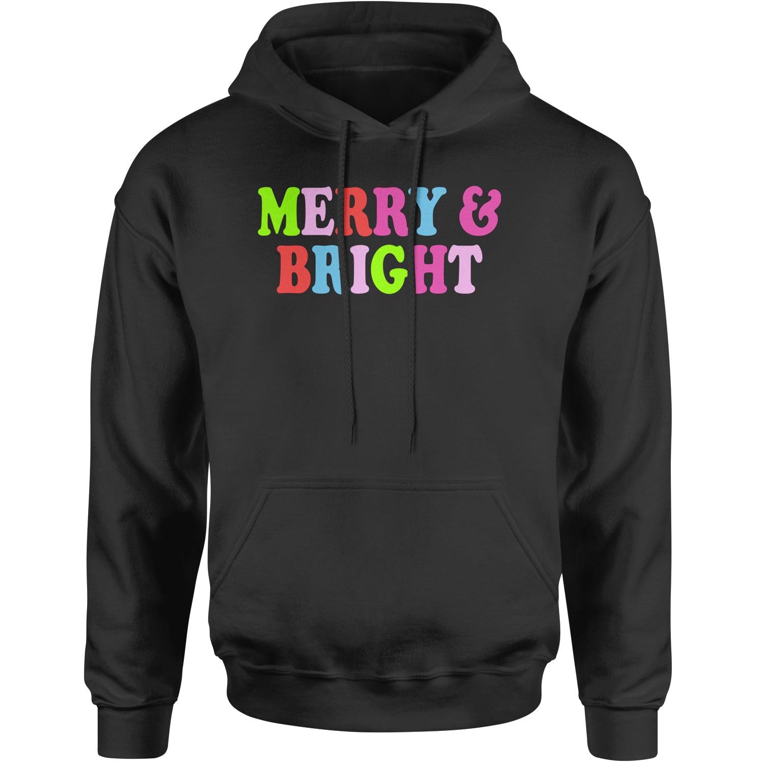 Merry and Bright Festive Christmas Holiday Adult Hoodie Sweatshirt Heather Grey