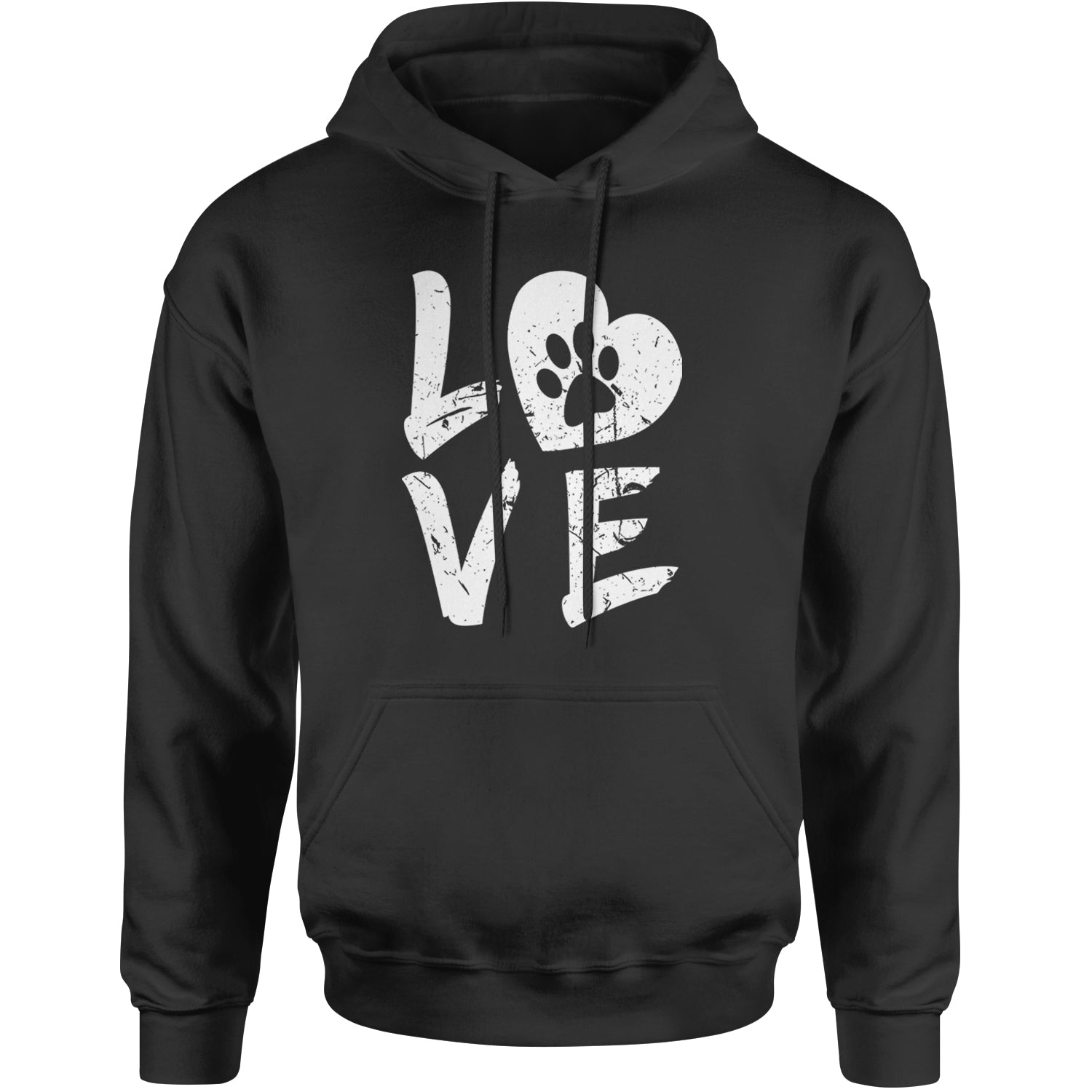 I Love My Dog Paw Print  Adult Hoodie Sweatshirt Black