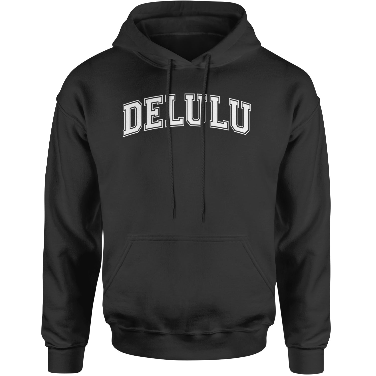 Delulu Delusional Light Hearted Adult Hoodie Sweatshirt Black