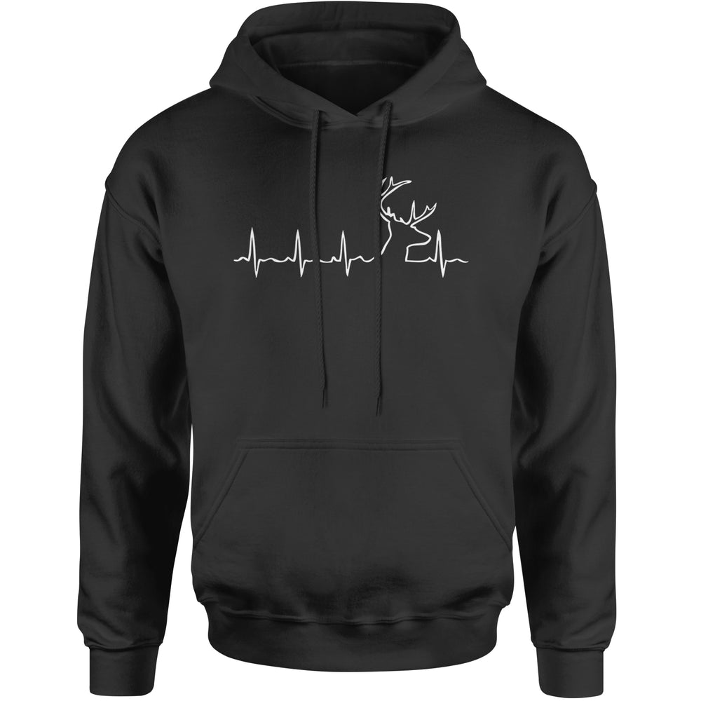 Hunting Heartbeat Deer Hunter Buck Stag Antlers  Adult Hoodie Sweatshirt Black