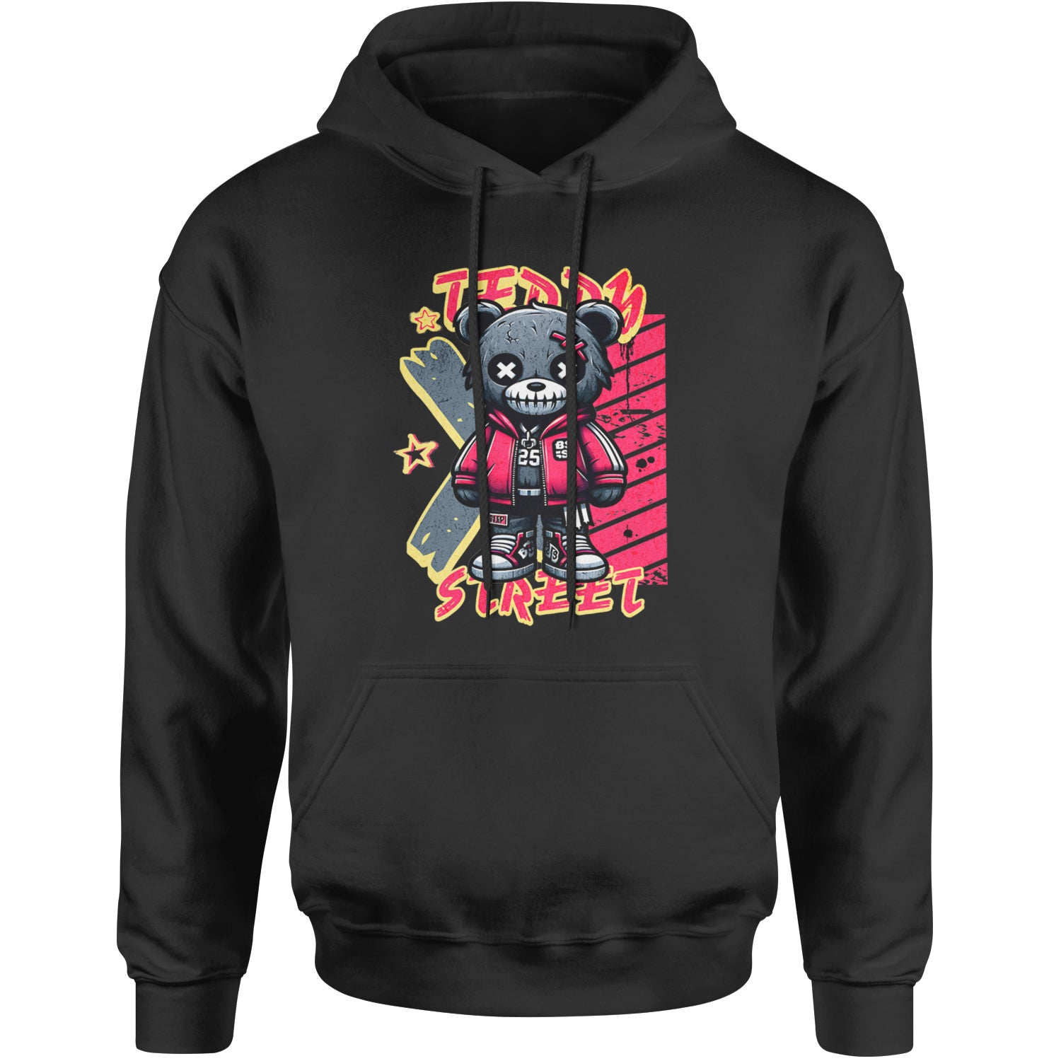 Teddy Attitude Urban Graffiti Bear Adult Hoodie Sweatshirt Black